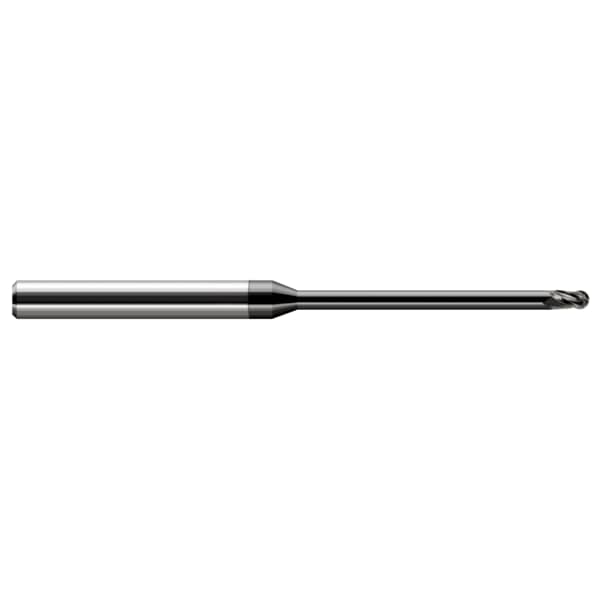 Miniature End Mill - Ball - Long Reach, Stub Flute, 0.0150" (1/64), Material - Machining: Carbide